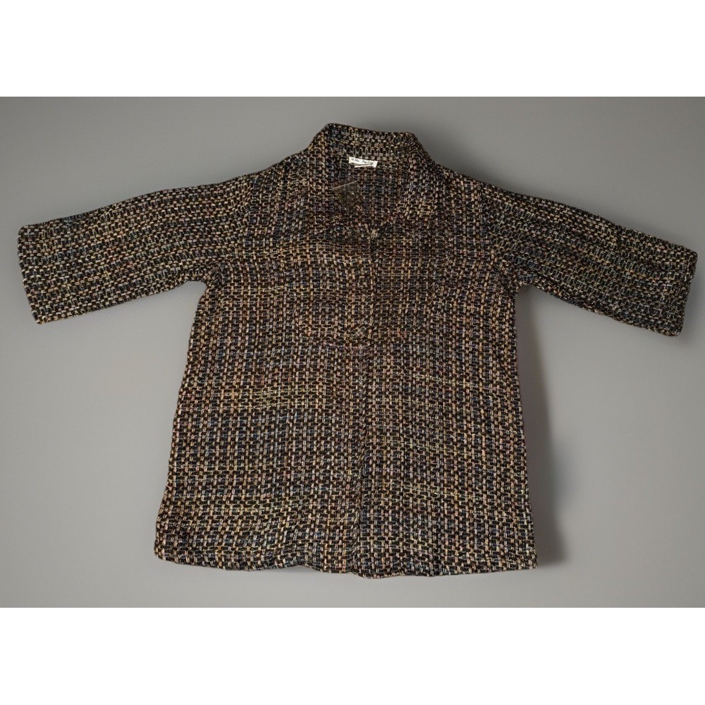 ULLA POPKEN‎ 12/14 Relaxed Pink & Gray Plaid Tweed Jacket Blazer